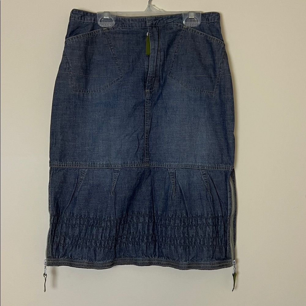 Sz 8 Part Two Denim Blue Women's Skirt with zippers, elastic & drawstring